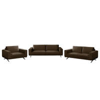 POLSTERGARNITUR (3-2-1) - Samt - Braun, Textil (1/1/1cm) - home24