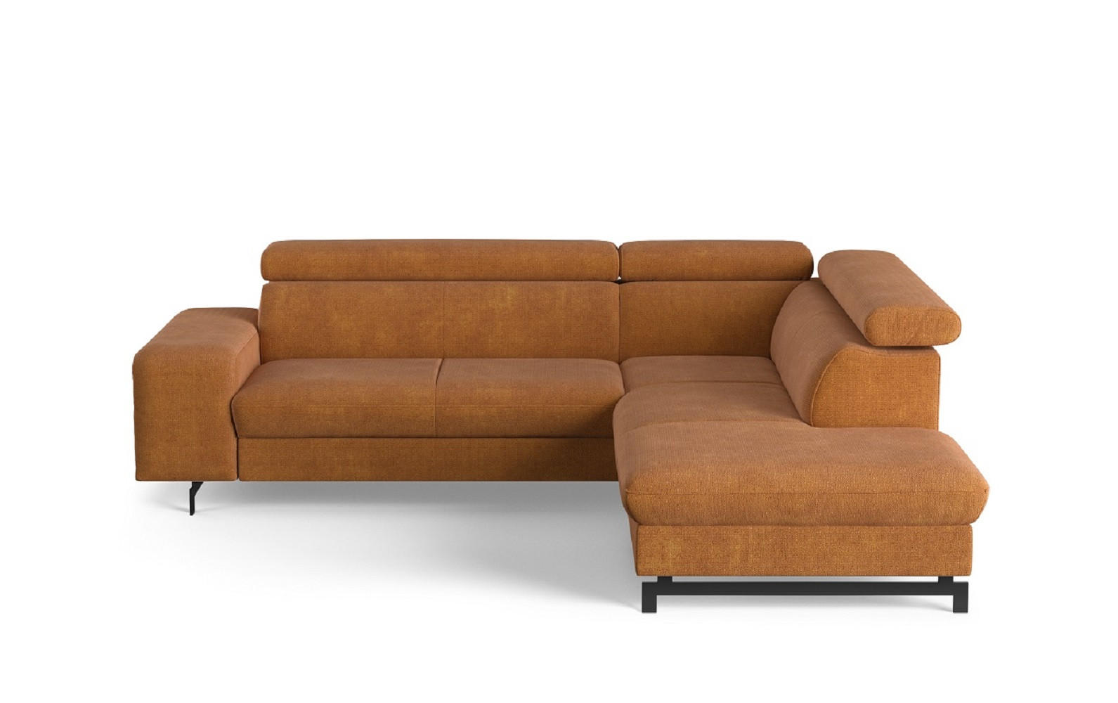 ECKSOFA mit Schlaffunktion und Bettkasten - Cognac/Schwarz, Kunststoff/Textil (215/262cm) - Cotta