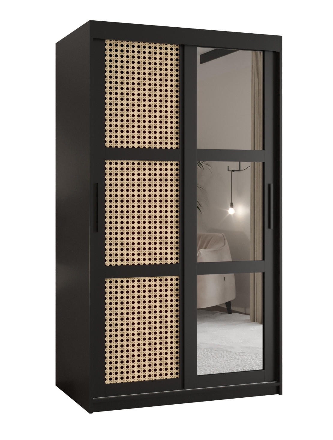 SCHWEBETÜRENSCHRANK 200/100/62 2-türig - Schwarz, Holz/Kunststoff (100/200/62cm) - MÖBEL KRYSPOL