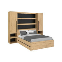 BETTRAHMEN - 2 Personen - holz - schwarz, naturfarben hell Ludaro - Schwarz/Naturfarben, Holz (140/190cm) - Vente-Unique