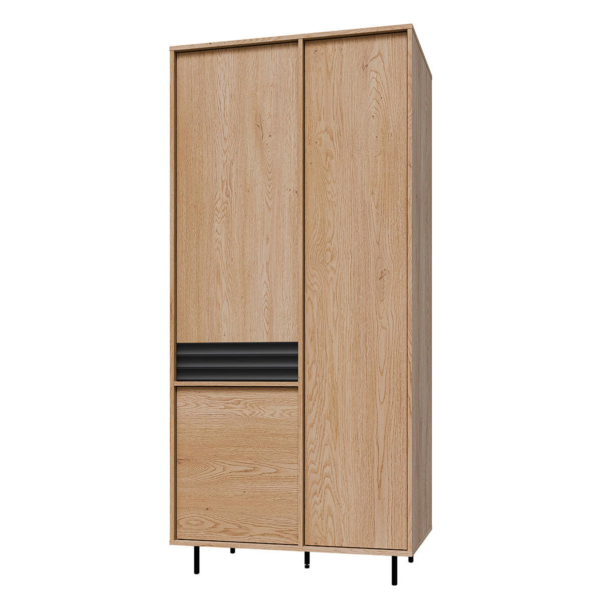 OMARA 3 vrati Astra Les in črna barva - črna, leseni material (90/195/52cm) - Petits-meubles