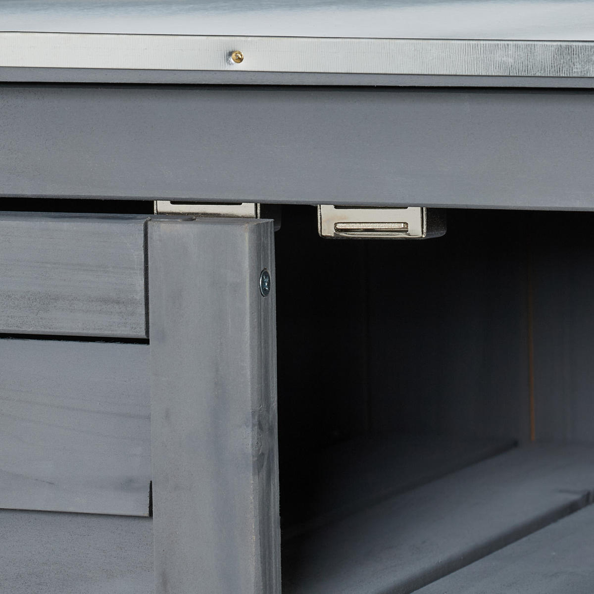 PFLANZTISCH - Grau, Holz/Metall (45/90/92cm) - Relaxdays