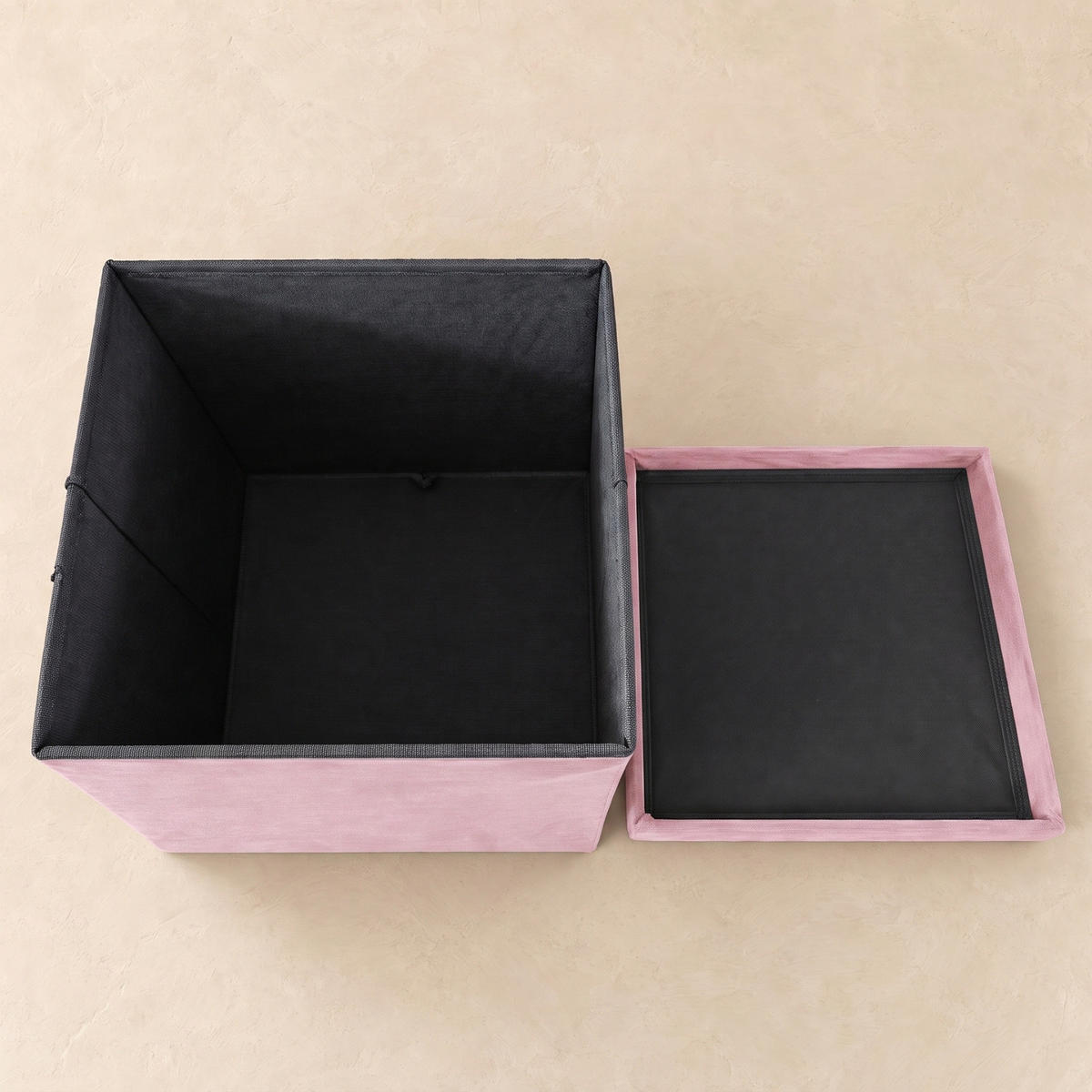 HOCKER mit Stauraum 38/38/38 cm - Rosa, Textil (38/38/38cm) - SCENA LIVING