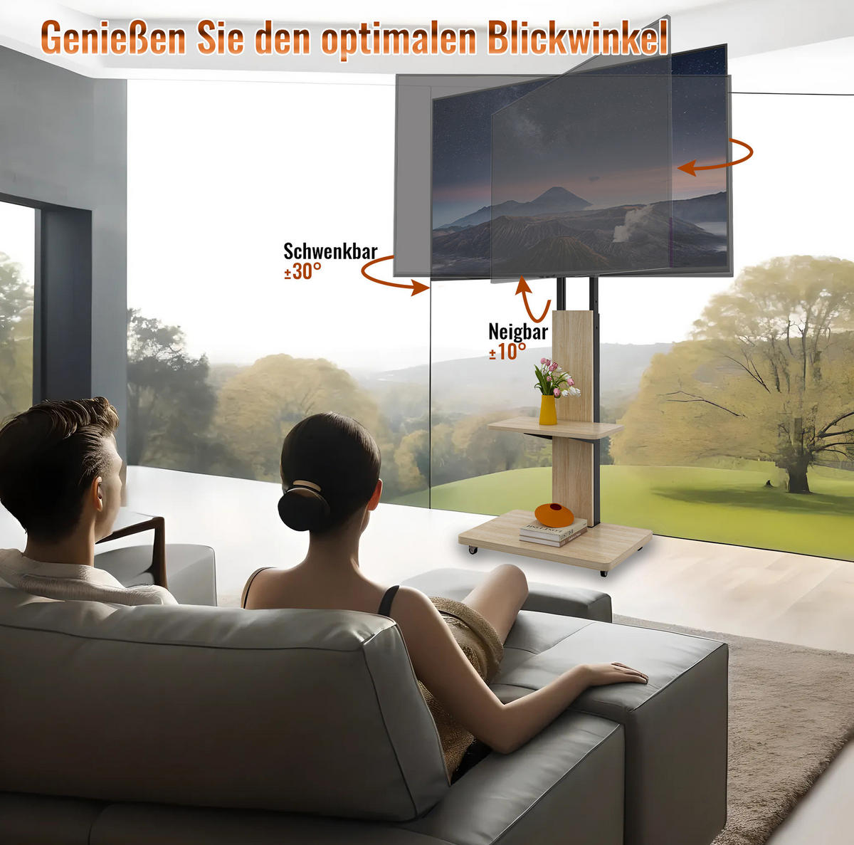 TV-STÄNDER 60/40/150 cm Natur aus MDF und Metall mit Rollen - Hellbraun, Holzwerkstoff (60/150/40cm) - OKWISH