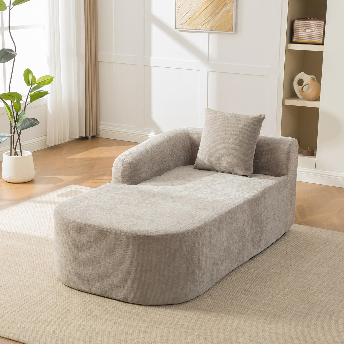 RÉCAMIERE DE-35127 linke mit Chenille-Bezug Grau - Grau, Textil (99/80.5/172cm) - ComfortXL