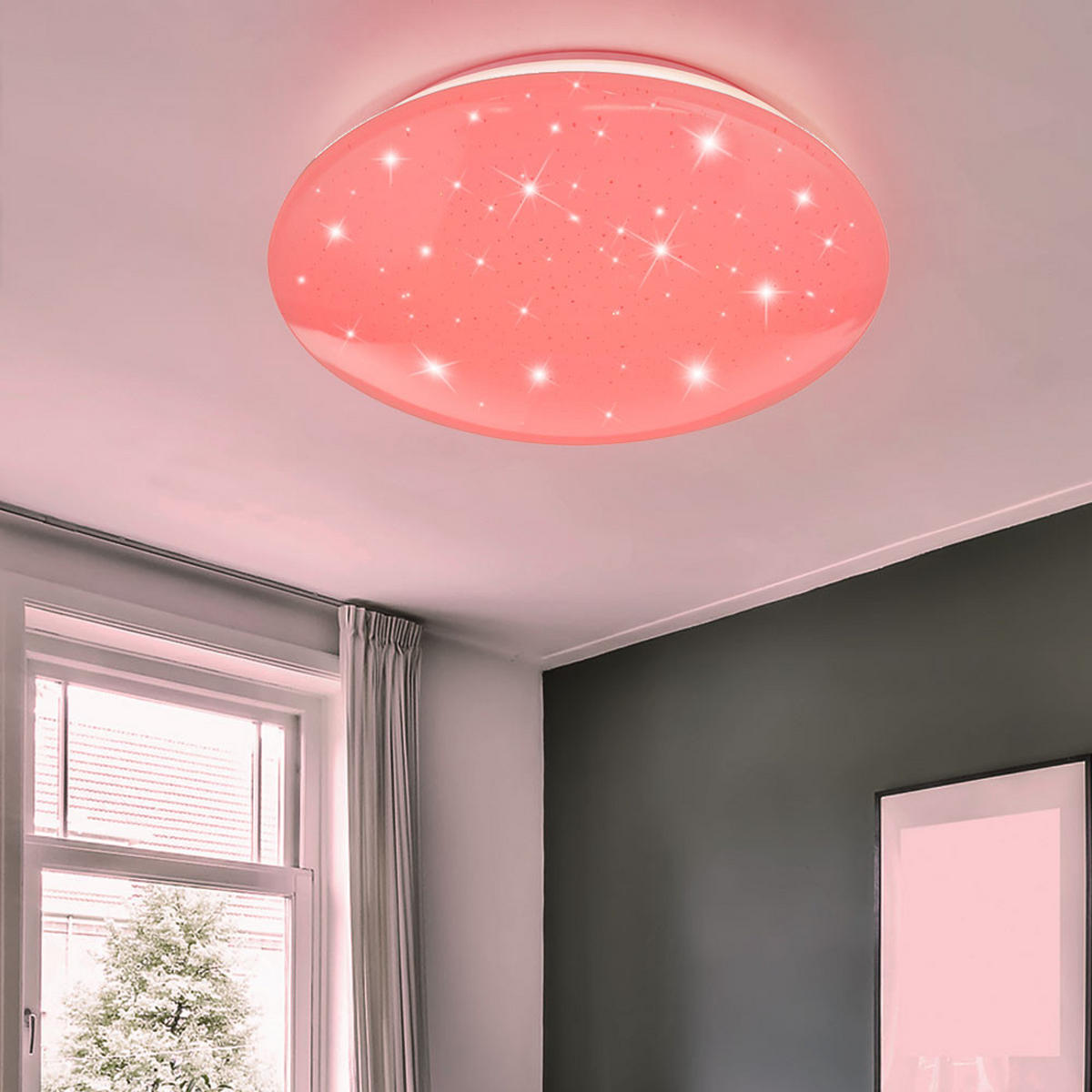 LED DECKENLEUCHTE Weiß RGB Fernbedienung - Weiß, Metall (29/29/9cm) - Globo Lighting