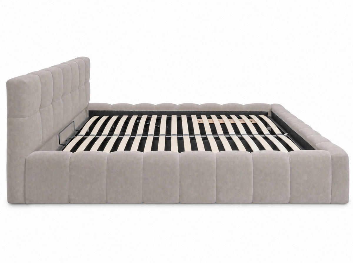 POLSTERBETT Celestia Taupe 200/200 cm Samt mit Bettkasten - Taupe, Textil/Metall (200/200cm) - wonello