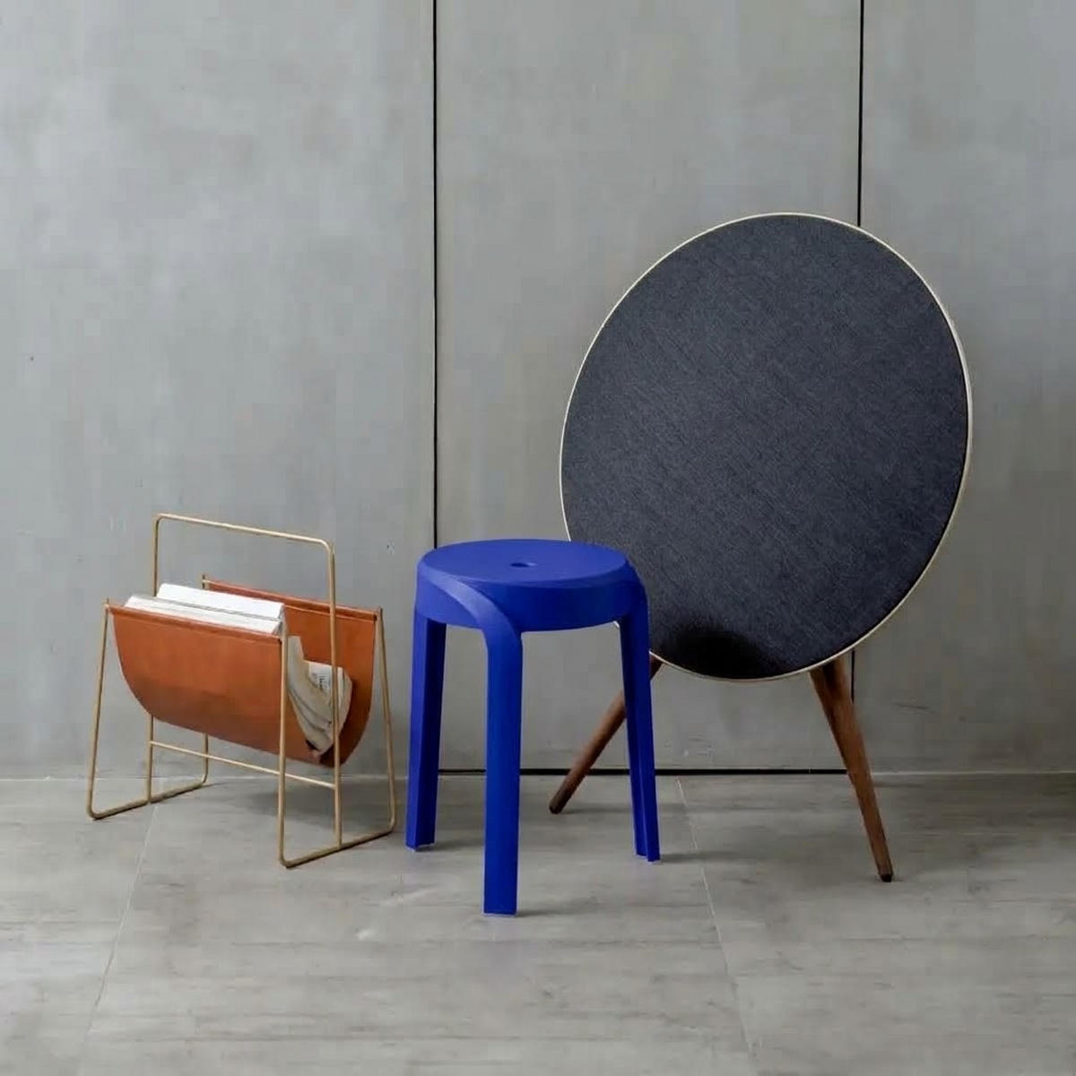 HOCKER POMPA blauer - Blau, Kunststoff (36/45/35cm) - Légia Home