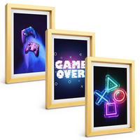 BILDER SET 3er Set - 20x30 cm Goldrahmen - Game Over Gamepads - Goldfarben, Kunststoff (20/30cm) - TULUP