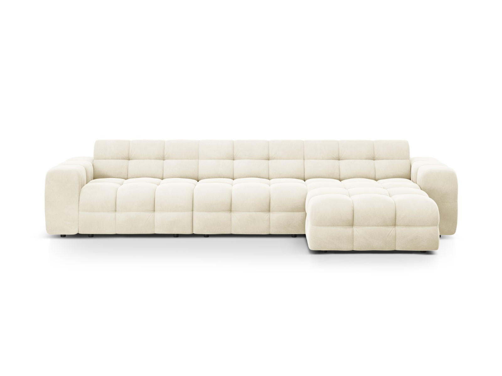 ECKSOFA rechts Kendal aus Samt elfenbein 5 Sitzplätze - Creme, Textil (173/357cm) - Micadoni