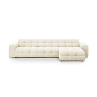ECKSOFA rechts Kendal aus Samt elfenbein 5 Sitzplätze - Creme, Textil (173/357cm) - Micadoni