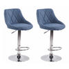BARHOCKER 2er Set Stoff blau - Chromfarben/Blau, Textil/Metall (46/83/49cm) - CLP