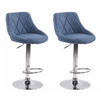 BARHOCKER 2er Set Stoff blau - Chromfarben/Blau, Textil/Metall (46/83/49cm) - CLP