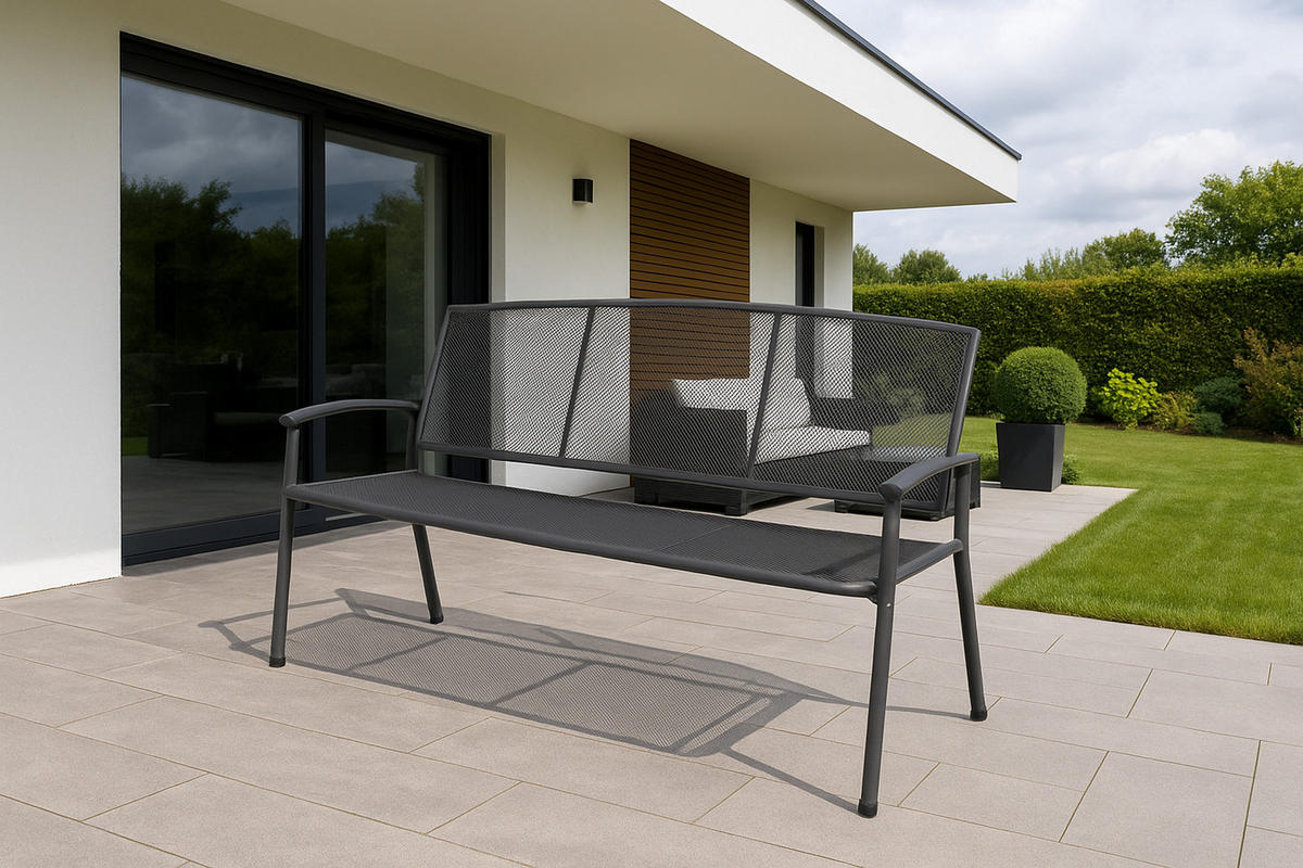 GARTENBANK Roma 3-Sitzer aus Streckmetall - Grau, Metall (171/92/65cm) - TPFGarden