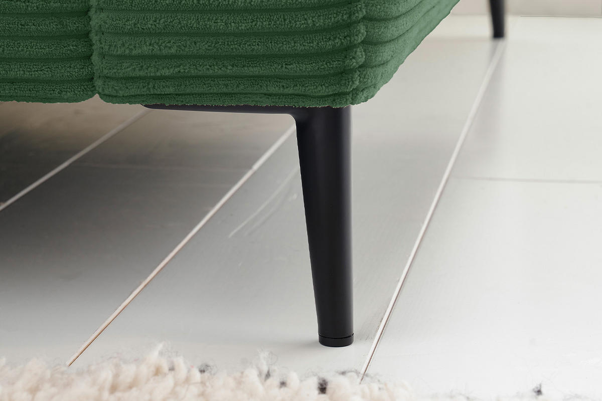 ECKSOFA CARA Smaragdgrün Cord - Smaragdgrün/Dunkelgrün, Textil/Metall (272/190cm) - KAWOLA