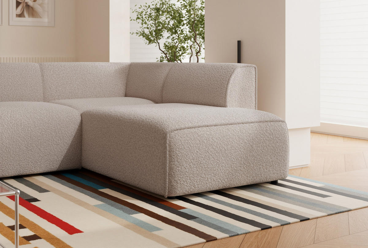 ECKSOFA ZAVO Feiner Mischstoff in Beige - Beige, Holzwerkstoff/Kunststoff (310/218cm) - Idohome