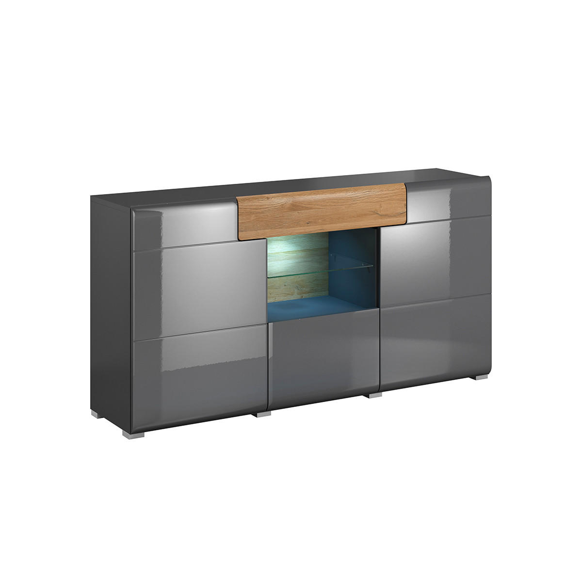 SIDEBOARD Jules Grau und Holz - Grau, Holzwerkstoff (159/82/39cm) - Petits-meubles