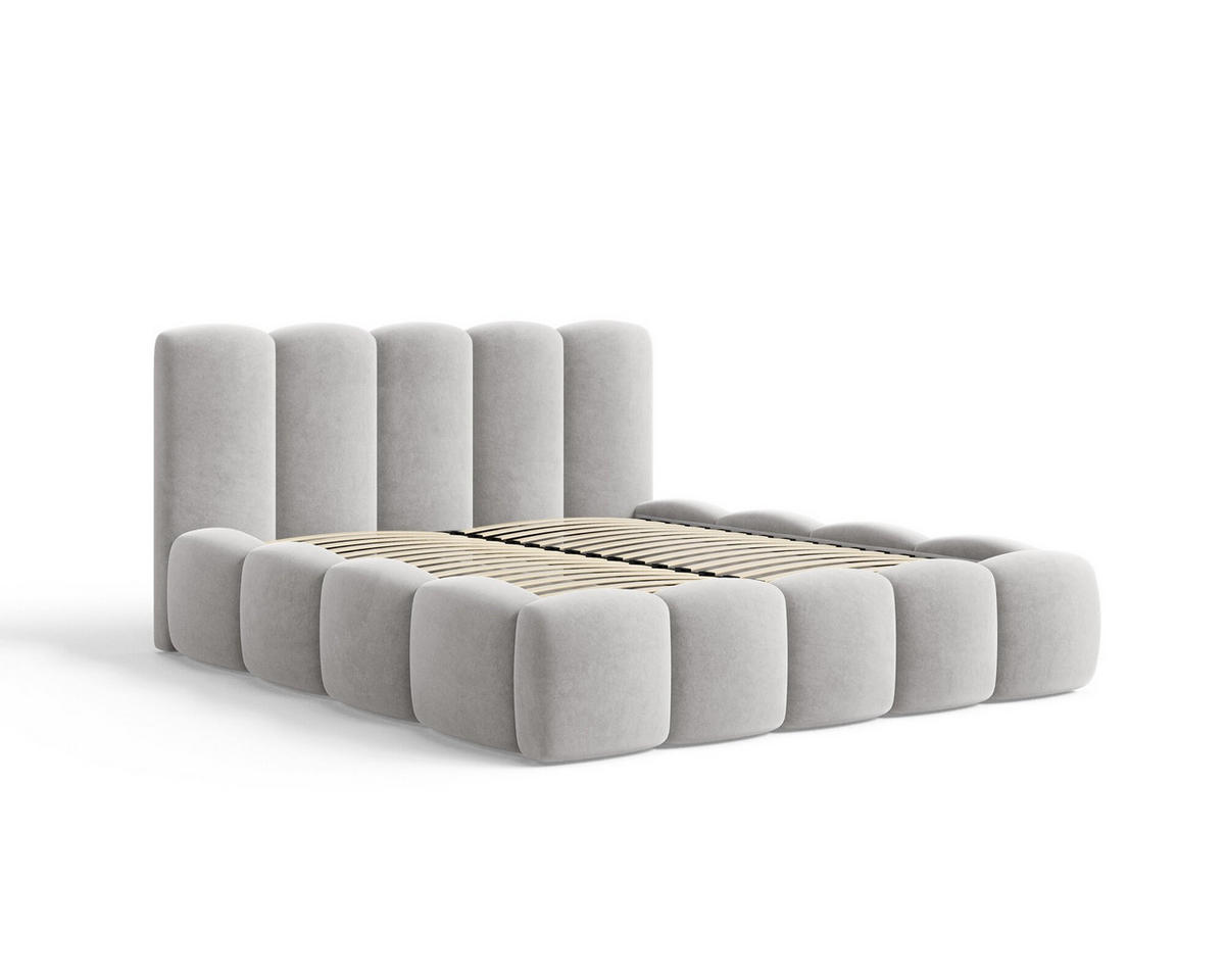 POLSTERBETT - Bett 18 - 160x200 - Platin (Riviera 82) - Grau, Holzwerkstoff (160/200cm) - Möblo