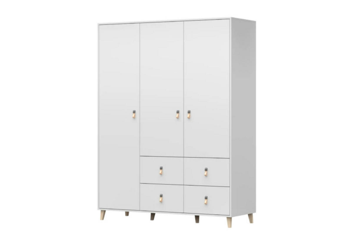 DREHTÜRENSCHRANK - Fago 3D4S - Weiß, Holzwerkstoff/Metall (150/201.5/55cm) - Möblo