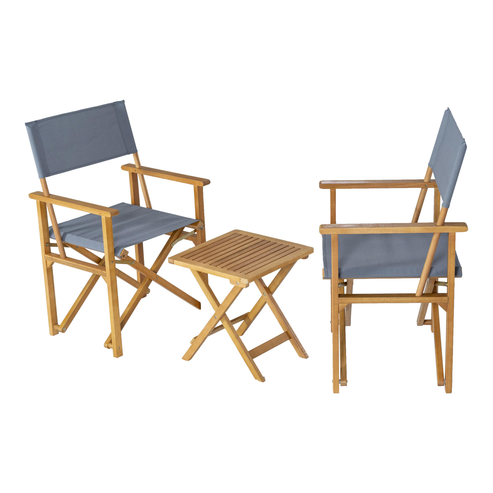 BISTRO-SET 3 TLG. Capistrello - Naturfarben/Grau, Holz/Textil - casa.pro