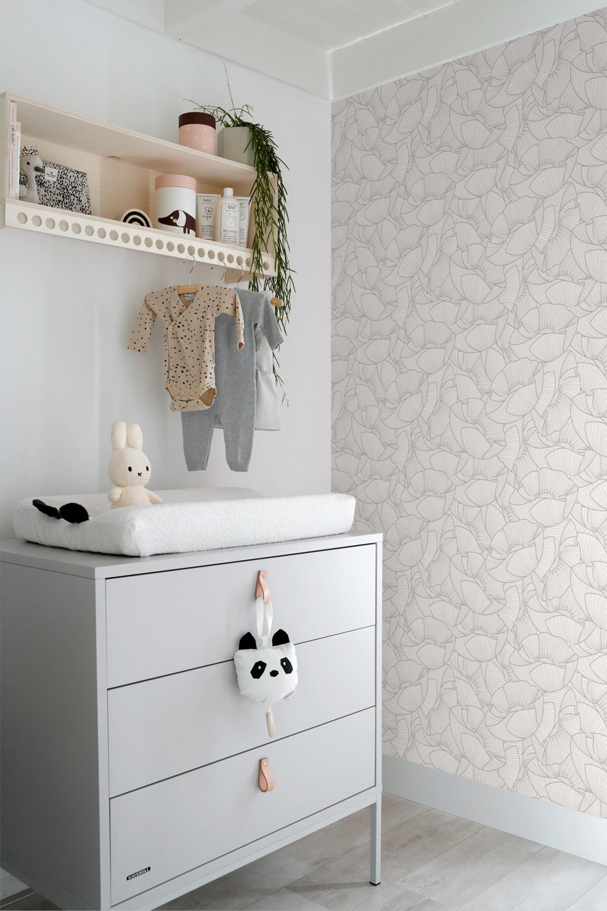 TAPETE Mohnblumen 53 cm x 10.05 m - Weiß, Papier (53/1000cm) - ESTAhome