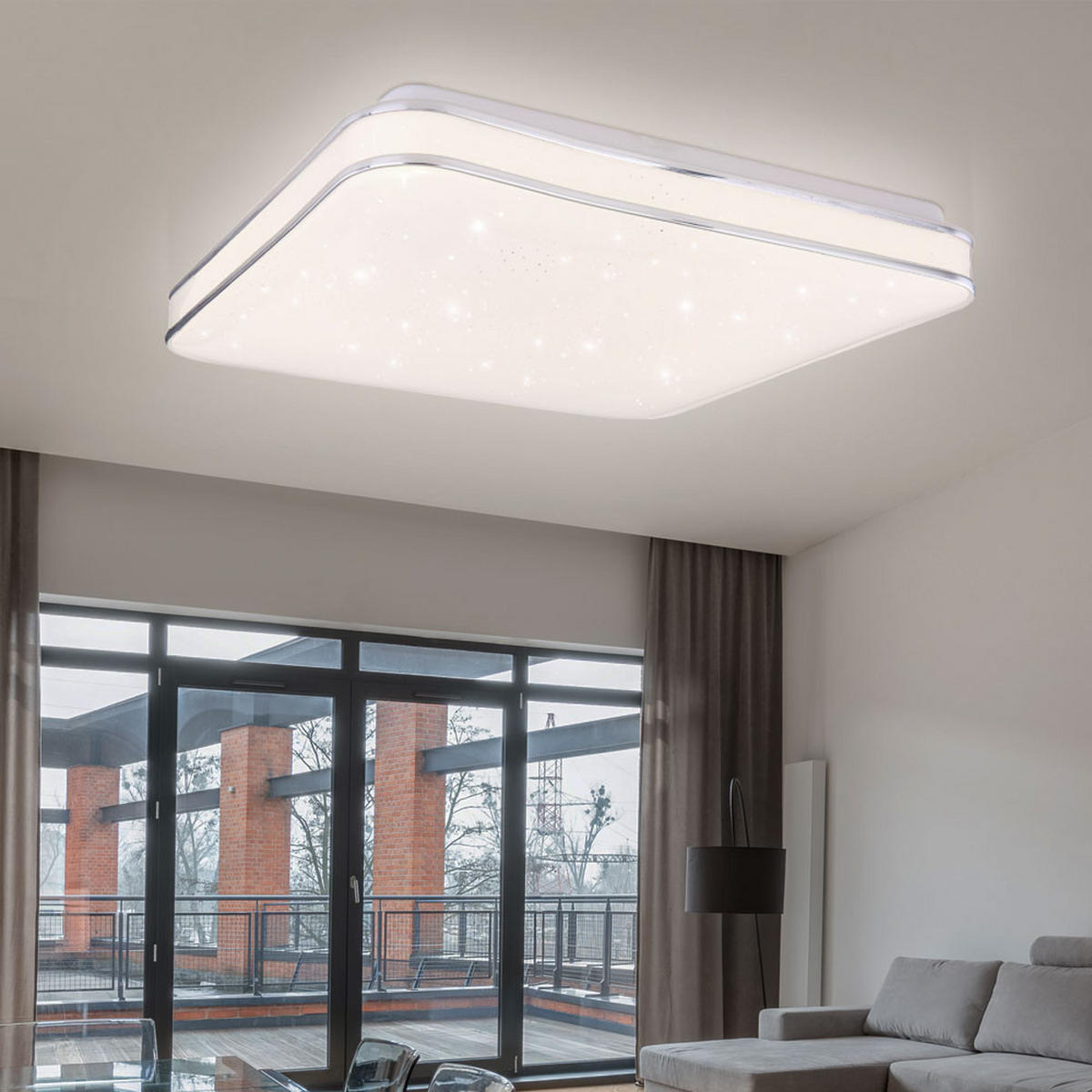 LED DECKENLEUCHTE LASSY Weiß Metall - Weiß, Metall (33.5/33.5/7.3cm) - Globo Lighting