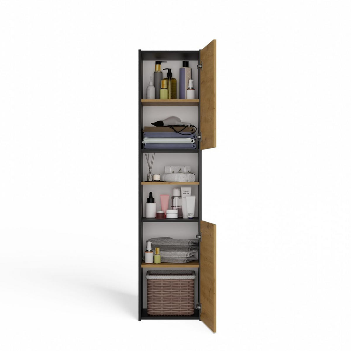 DULAP DE BAIE Antracit, Artisan 40/170/30 - antracit, compozit lemnos (40/170/30cm) - RAUMHIRSCH FURNITURE