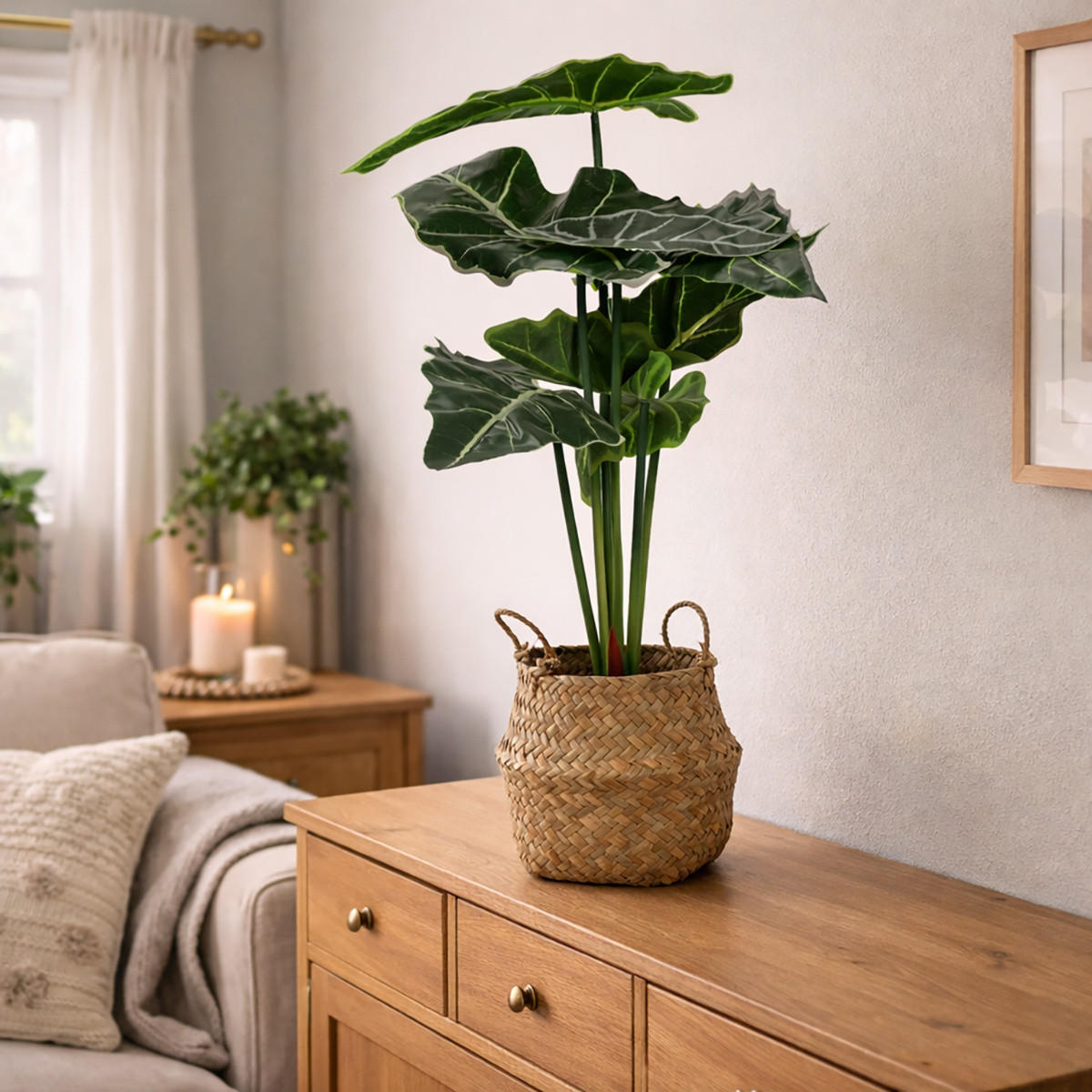 ALOKASIEN Kunstblume im Korb 30/30/51 cm - Grün, Kunststoff (51cm) - Home Styling Collection