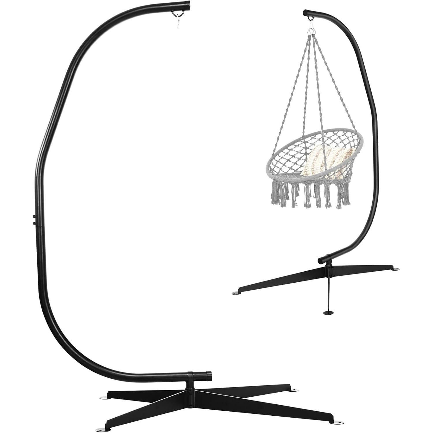 STATIV för hängmatta Svart - Svart, Metall (84/111/207cm) - COSTWAY