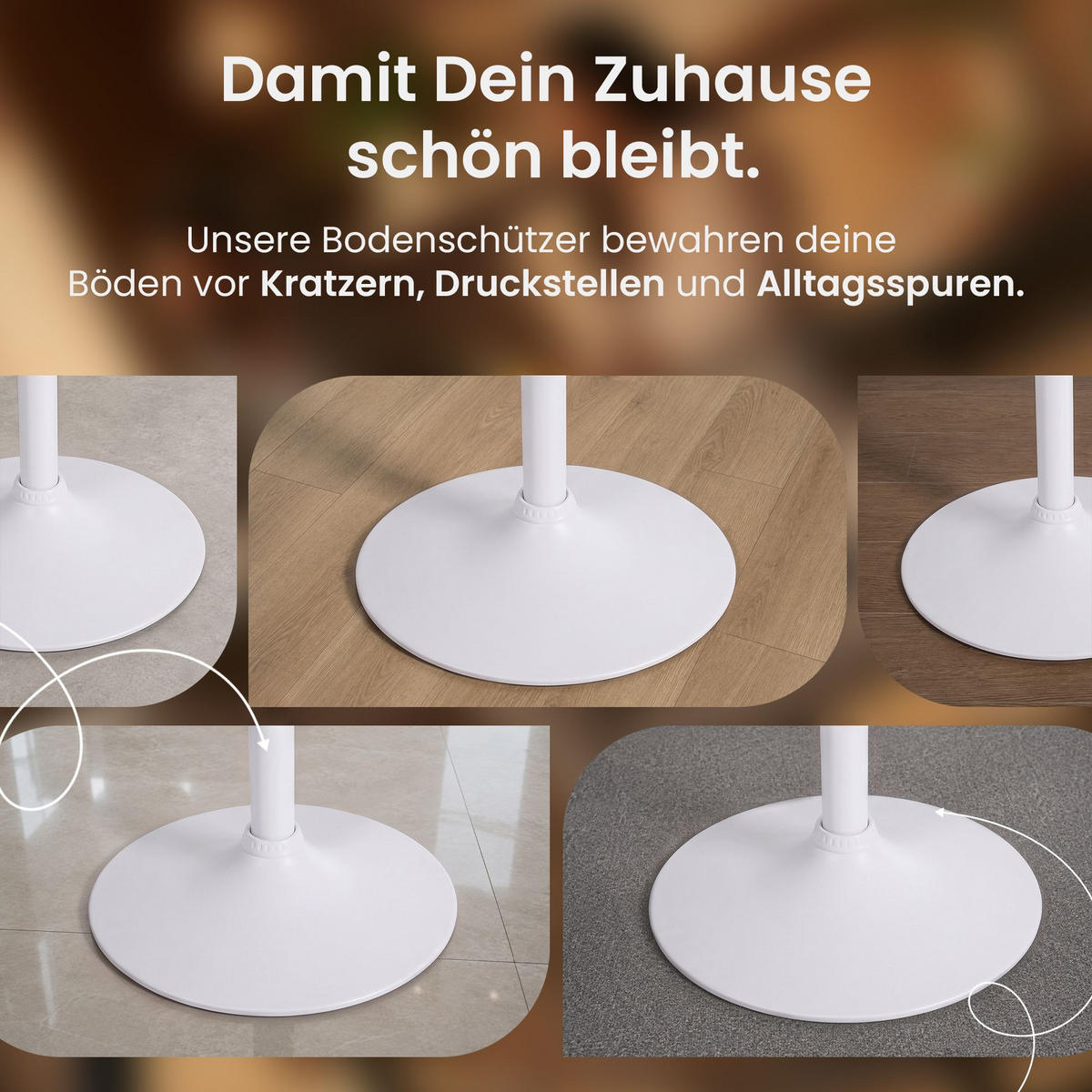 BARTISCH rund 60 cm Holz weiß/weiß - Weiß, Holz/Metall (60/60/108cm) - CLP