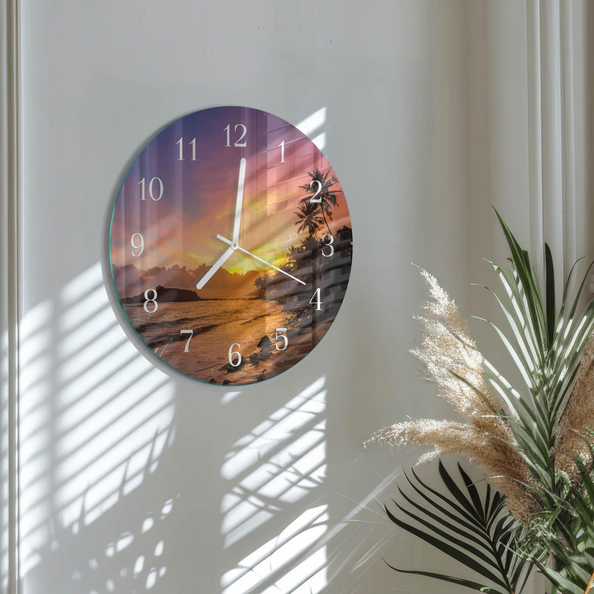 WANDUHR fi30 cm - Sonnenuntergang - Multicolor, Glas (30/30/0.4cm) - TULUP
