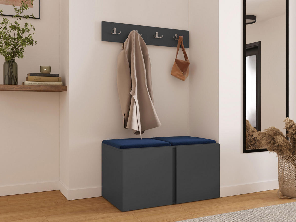 MOBILIER PENTRU HOL Orion VI - albastru/grafit, material plastic/compozit lemnos (84/42/46cm) - MIRJAN24