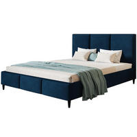 POLSTERBETT LUX Siena mit Kopfteil, 140 x 200 cm, Doppelbett mit Lattenrost aus Holz, Velourstoff Dunkelblau, Füße in Farbe: Schwarz - Dunkelblau, Holz/Textil (140/200cm) - Alpi-Möbel
