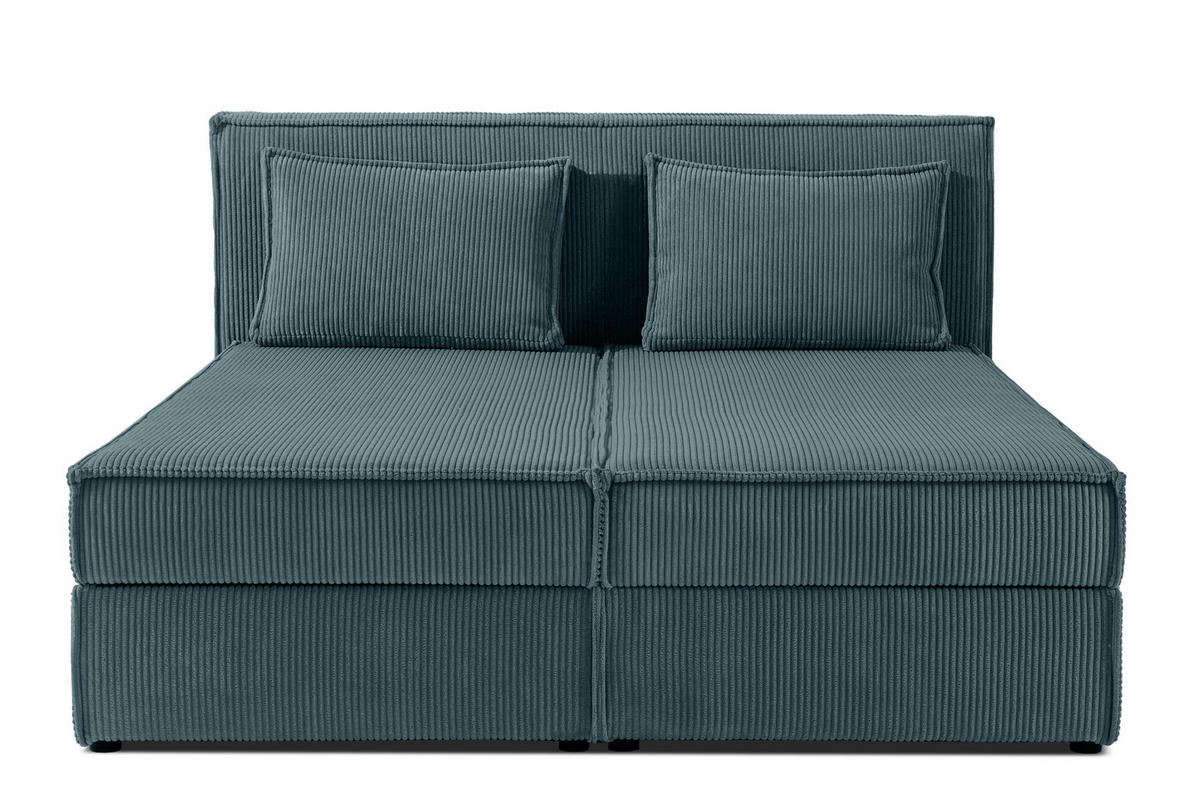 BOXSPRINGBETT ROTI mit Stauraum, blau - Blau/Schwarz, Holz/Holzwerkstoff (160/200cm) - KONSIMO®