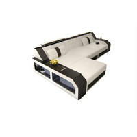 COUCH Arezzo L Weiß Schwarz Echtleder - Weiß, Leder (308/194cm)