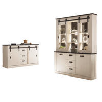 ESSZIMMER-SET weiß Pinie, anthrazit Landhaus, Wohnkombination 2-teilig mit Buffetschrank - Anthrazit/Weiß, Holzwerkstoff/Metall (315/201/43cm) - Furn.Design