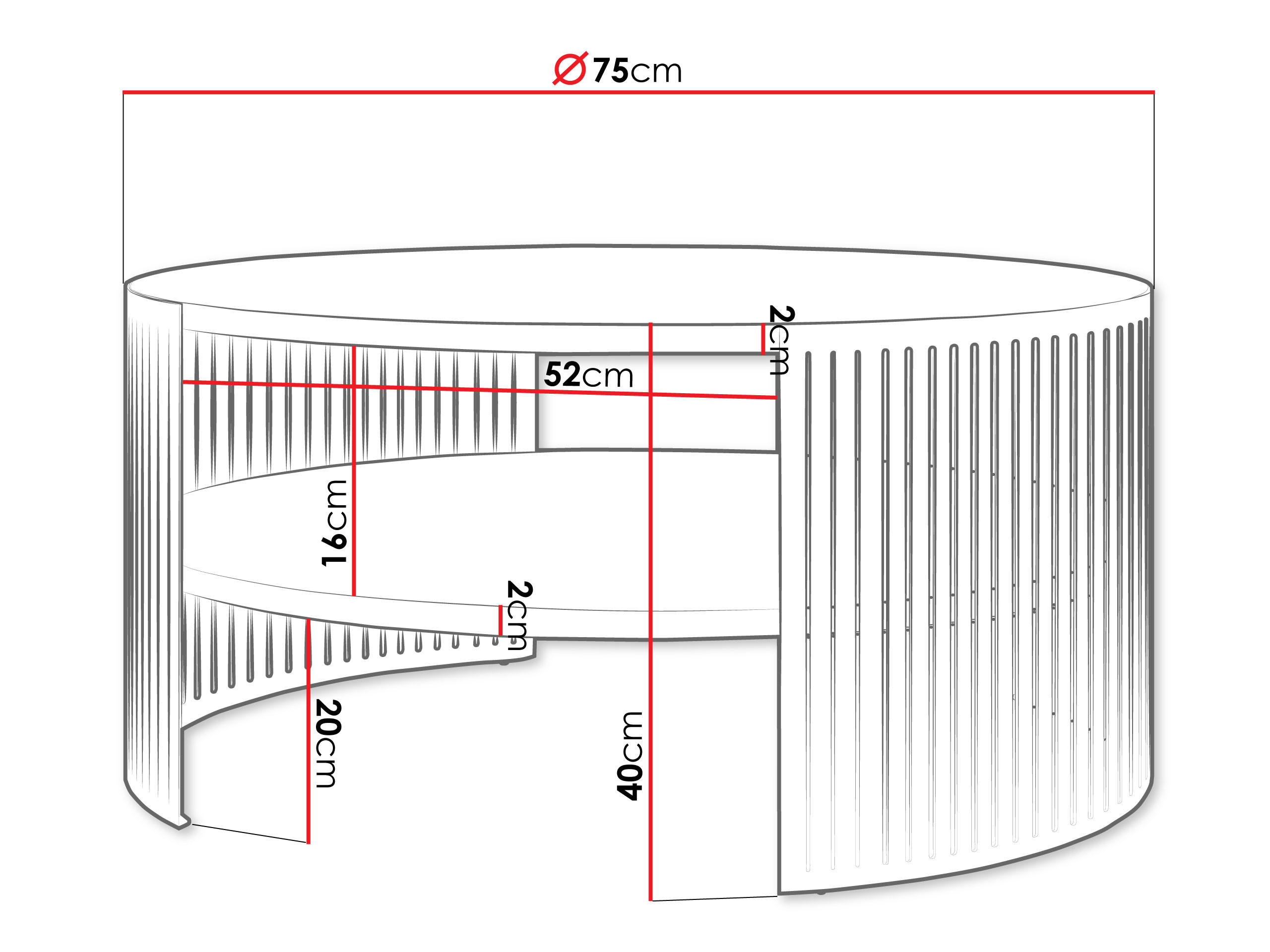 Thumbnail - Mirjan24 Couchtisch, Weiß, Holzwerkstoff, Rund, 75x40x75 cm, Wohnzimmer, Wohnzimmertische, Couchtische