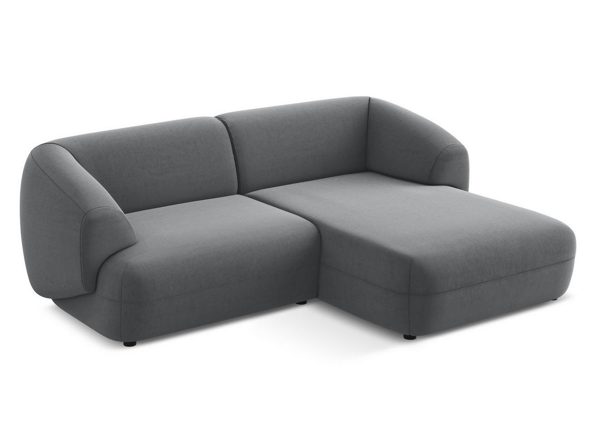 ECKSOFA Links Samt Stoff Grau - Silberfarben/Schwarz, Kunststoff/Textil (156/280cm) - Makamii