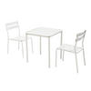 GARTENSET, quadratisch (70 x 70cm) und 2 Stühle, Weiß - Weiß, Metall - Oviala