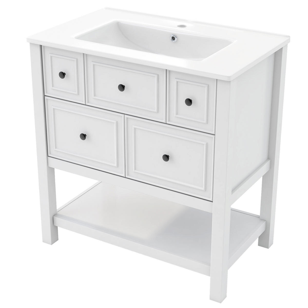 KOUPELNOVÁ SKŘÍŇKA S UMYVADLEM Bílá volně stojící 76 cm - bílá, kompozitní dřevo (76/82/46.5cm) - Urban Meuble