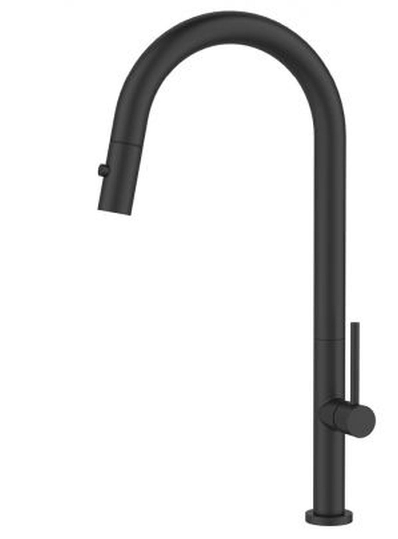 KÜCHENARMATUR Nova Hochdruck Einhandmischer Handbrause herausziehbar - Schwarz, Metall (5/45/25cm) - Alveus