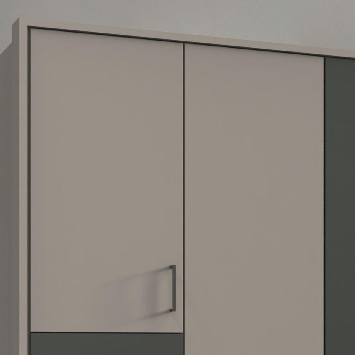 DREHTÜRENSCHRANK Kleiderschrank 273 cm mit Schubkästen & Passepartout & 2 Spiegeltüren, Sand Grau mit Absetzungen in Grafit, Griffe schwarz / 22579 - Sandfarben/Graphitfarben, Holzwerkstoff/Kunststoff (273/210/58cm) - luma-home