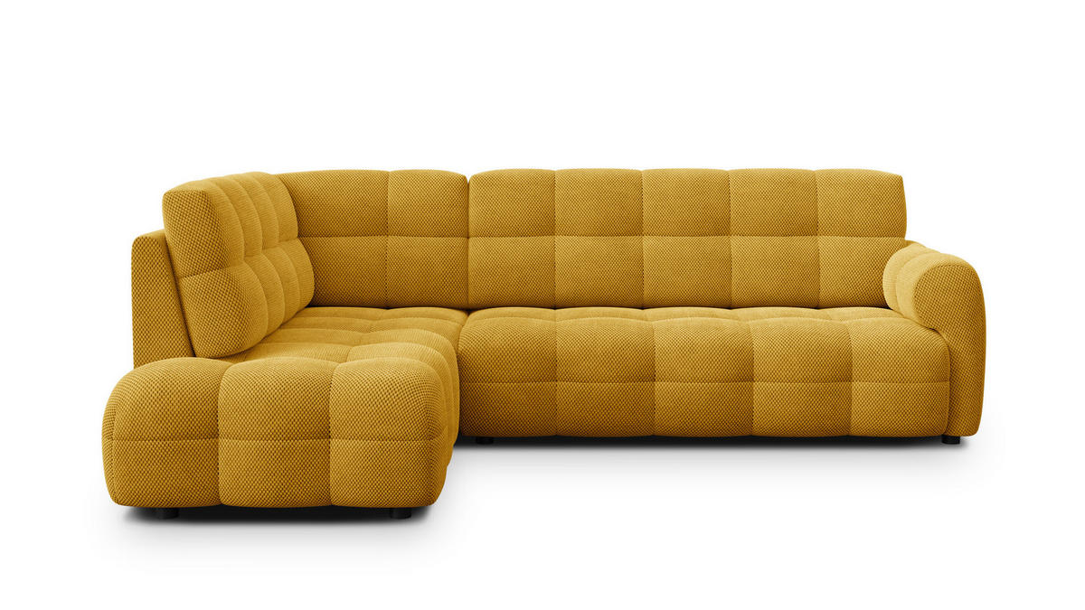 ECKSOFA MELLOW 5-Sitzer, safran - Gelb/Schwarz, Holz/Textil (283/191cm) - Courtois Laville