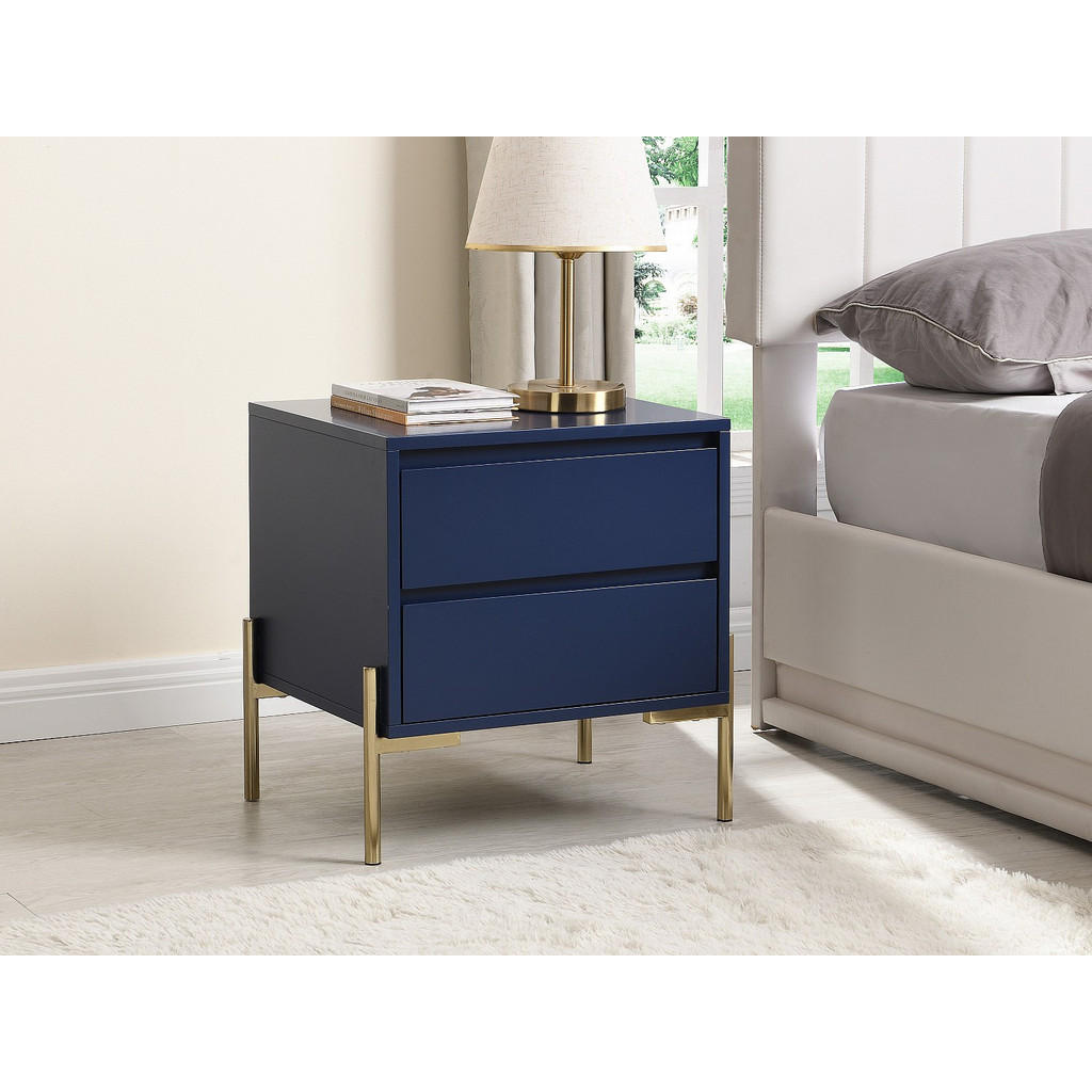 Thumbnail - Pascal Morabito 2Er-Set, Blau, Holz, Uni, Rechteckig, 40x50x50 cm, Schlafzimmer, Nachttische