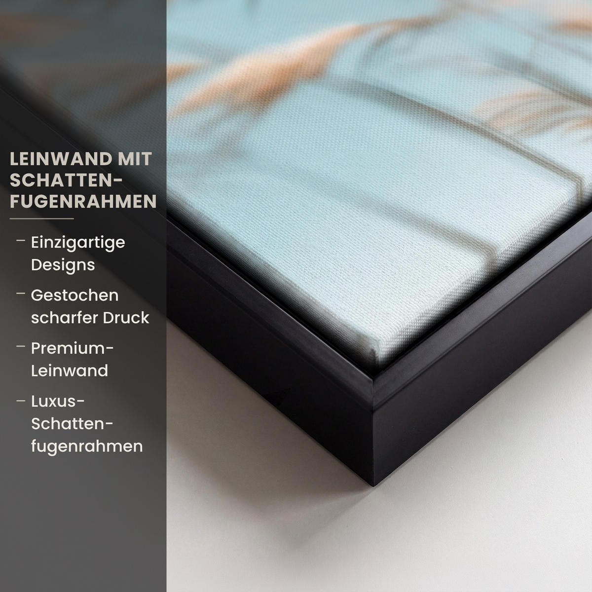LEINWAND Bilder mit Rahmen - Ziergras - Wind - Hellbraun - 50x70 - Hellblau, Textil (50/70cm) - MuchoWow