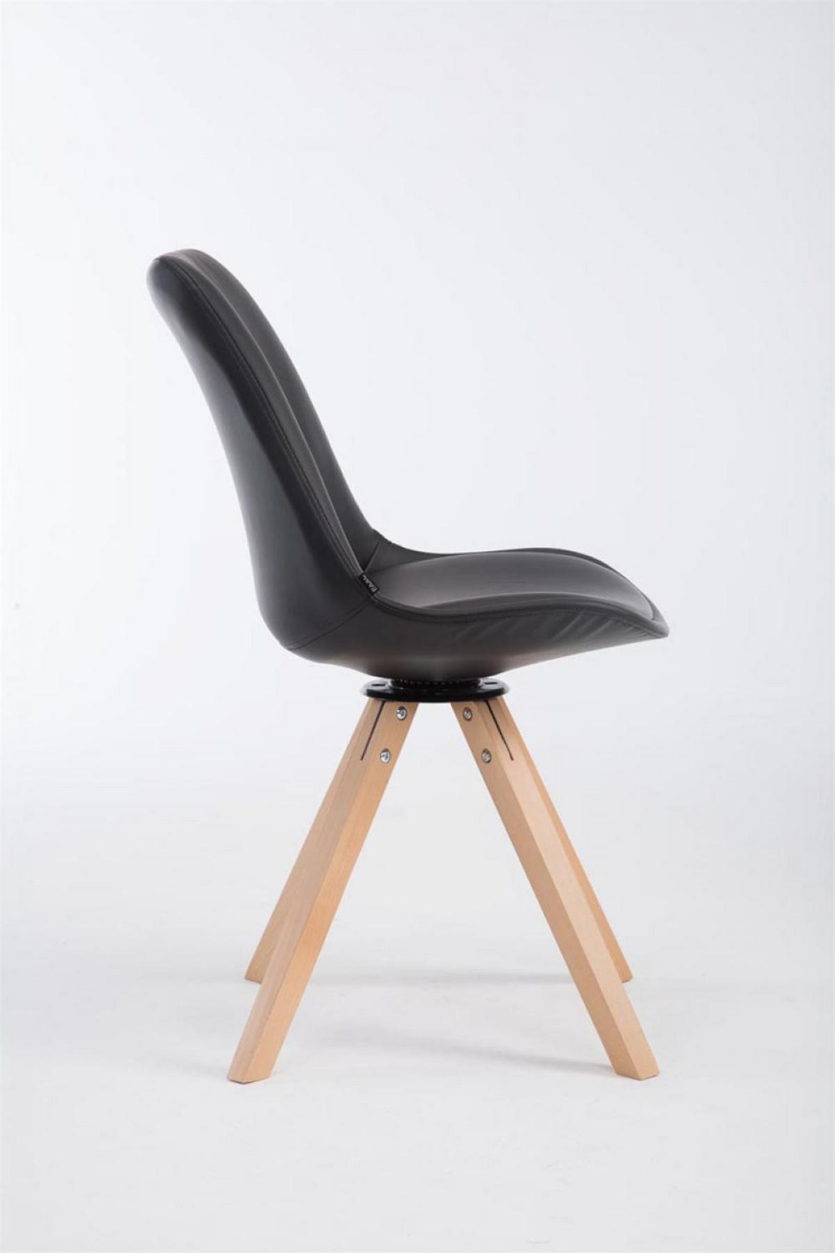 STUHL Lederlook Schwarz - Eukalyptusholzfarben/Schwarz, Holz/Textil (48/84/56cm) - CLP