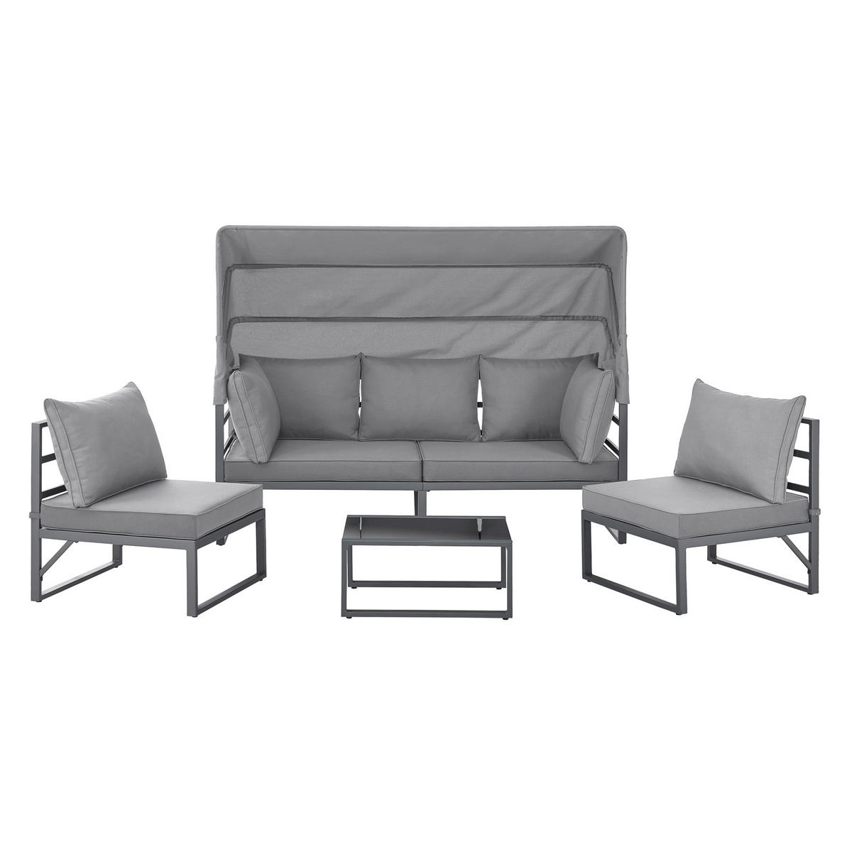 GARTENLOUNGE Maui Hellgrau - Hellgrau, Metall - SVITA