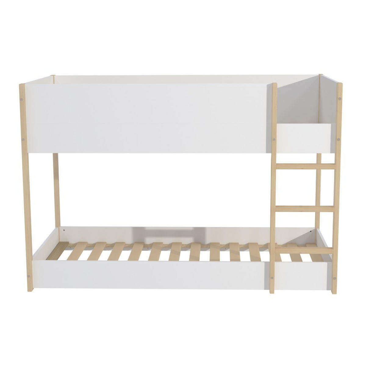 ETAGENBETT BOB / 90x190cm - Weiß und helles Holz - Hellbraun/Weiß, Holz (90/190cm) - Weber Industries