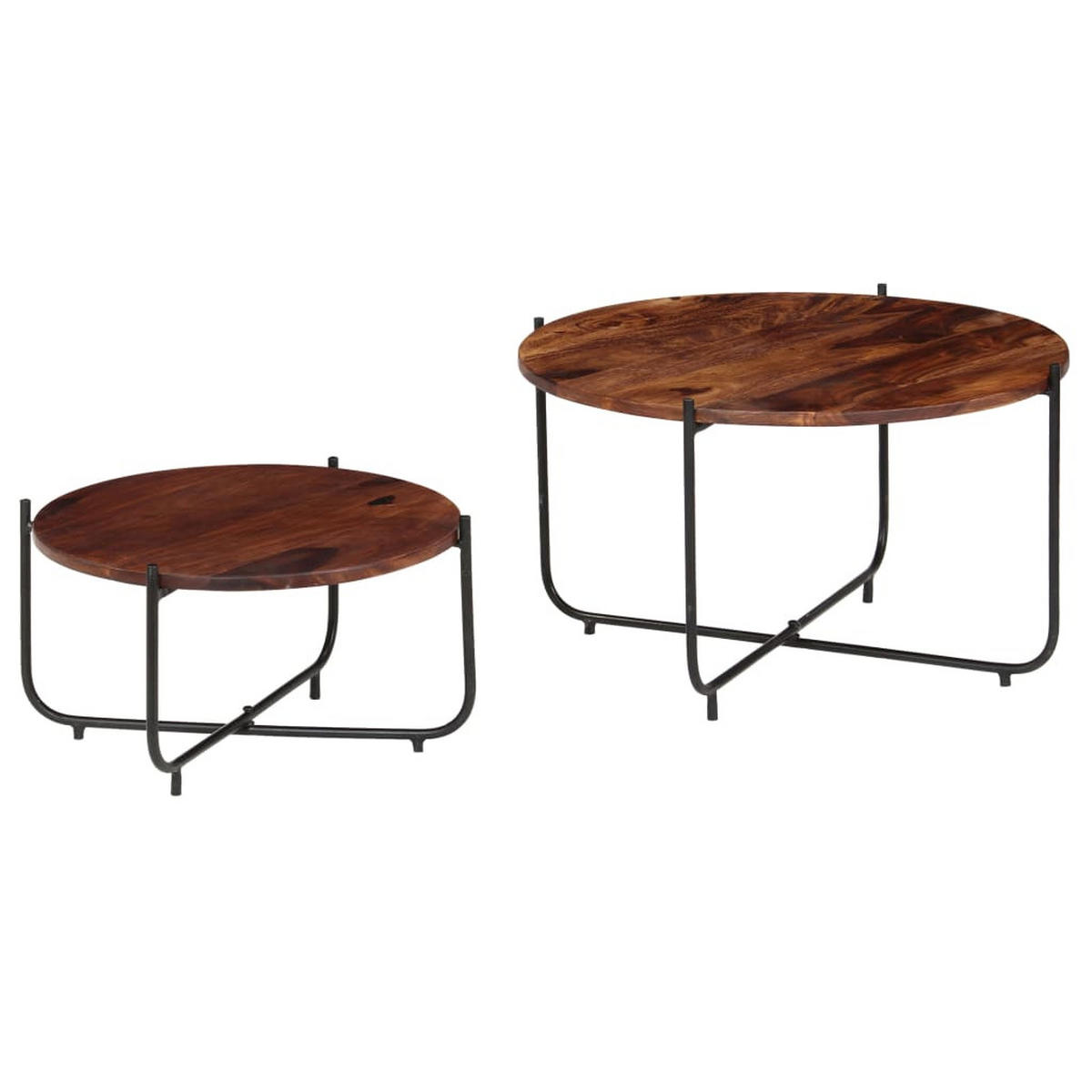 2-TLG. Couchtisch-Set Massivholz Palisander 60x35 cm - Braun, Holzwerkstoff (60/60/35cm) - furnicato