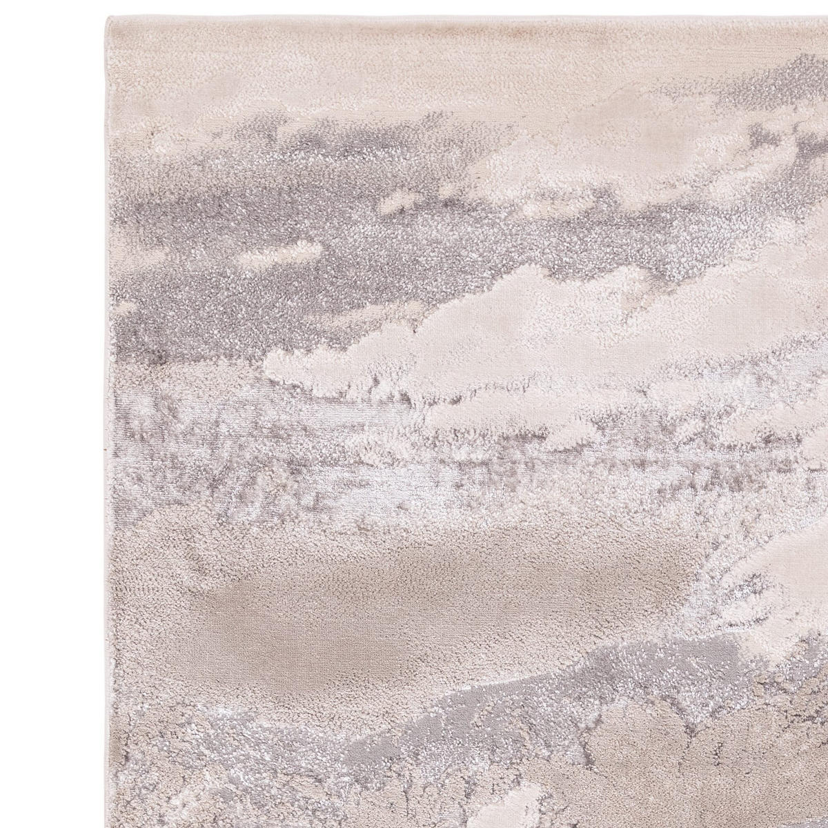 TEPPICH Polyester flachflor abstrakt hochglanz Como-Lecco, Silbergrau 200x290 cm - Silberfarben, Textil (200/290cm) - KADIMA DESIGN